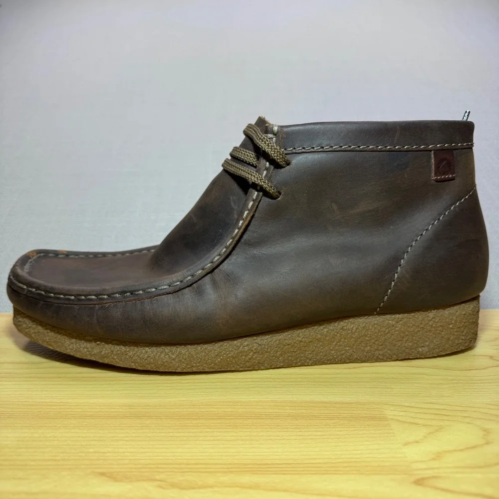 Clarks Mens Wallabee Chukka Leather Boots Dark Brown Size 12